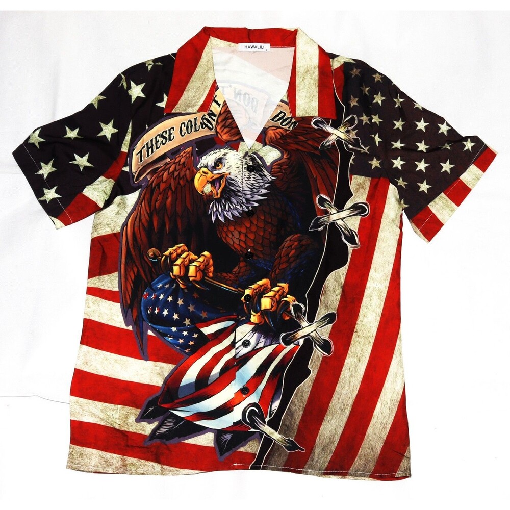 Hawalili American Eagle Flag These Colors Don’t Run Short SleeveShirt Size Small